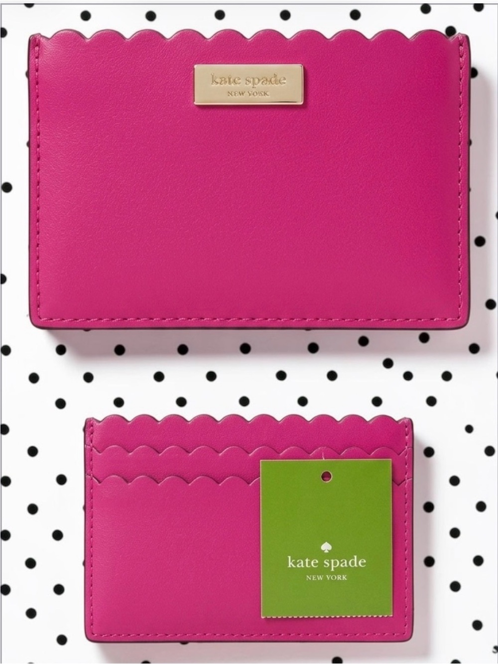 Kate Spade Graham Maple Court Sweet Heart Pink Scalloped Card Case NWT